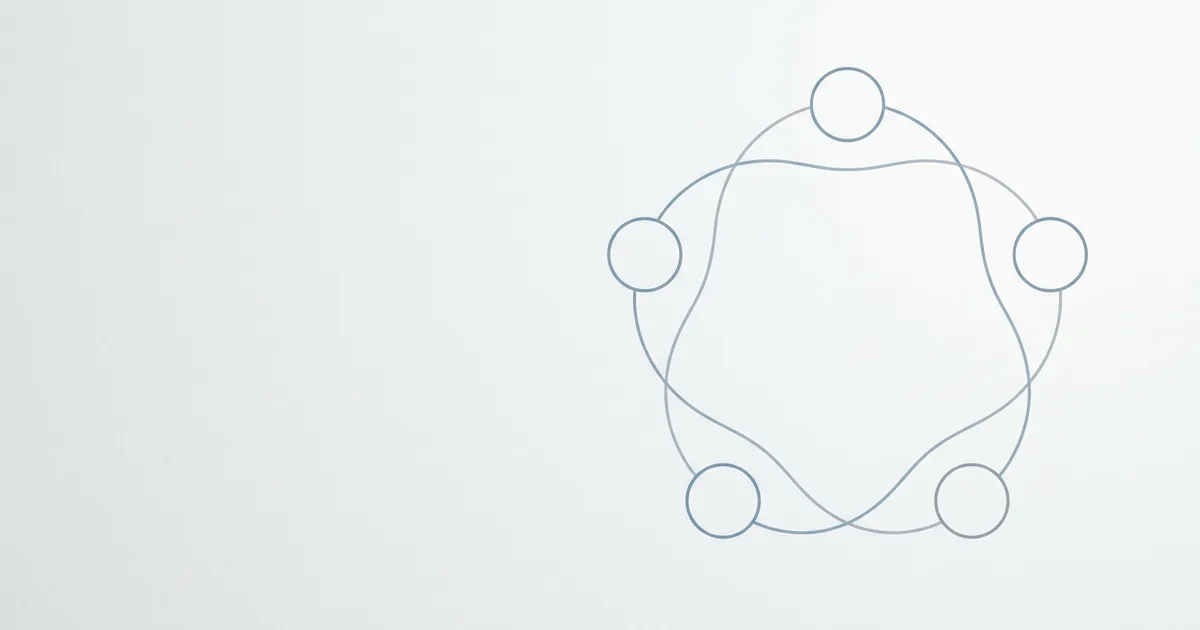 A clean line-art diagram showing a circular five-step process loop rendered as connected nodes.